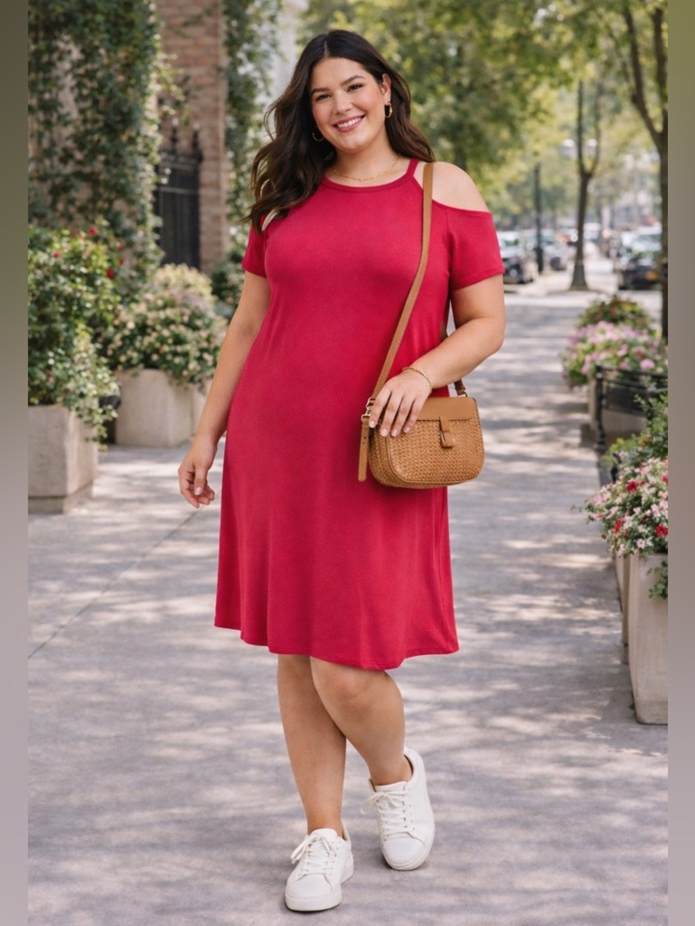 TORRID NEW Super Soft Cold Shoulder Mini Dress‎ Bright Berry Sz 1X 14/16 Sunmer